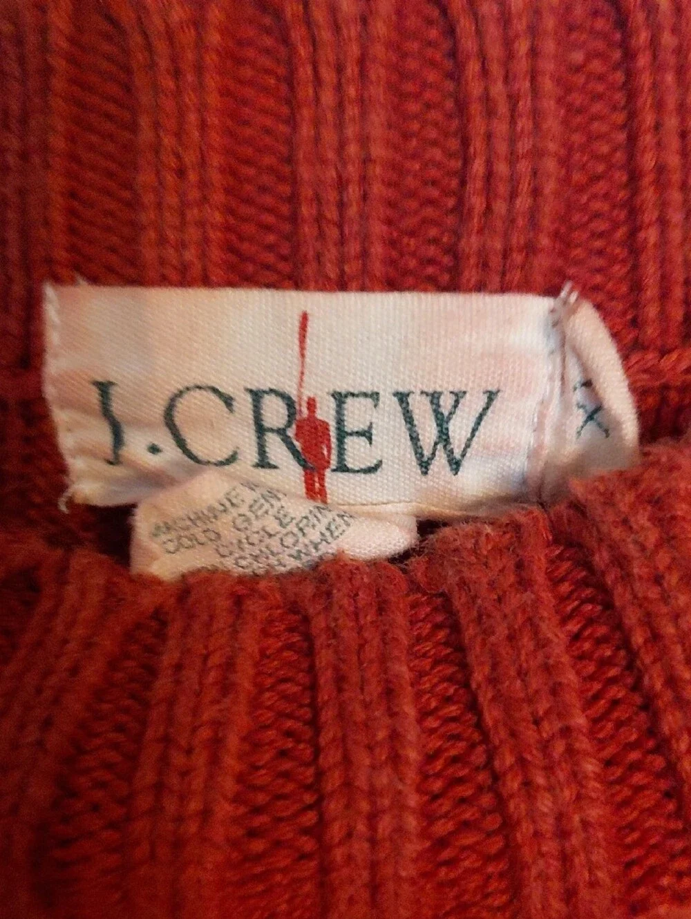 J. Crew Men's Ribbed Red Crewneck Sweater